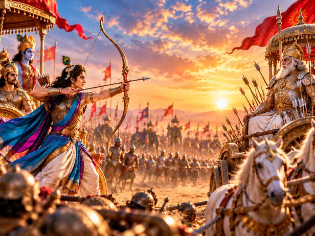 Shikhandi Facing Bhishma in Battle