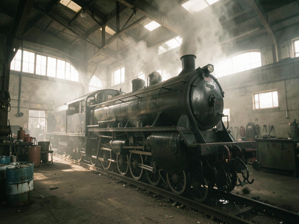 Morning Light on Steam Engine