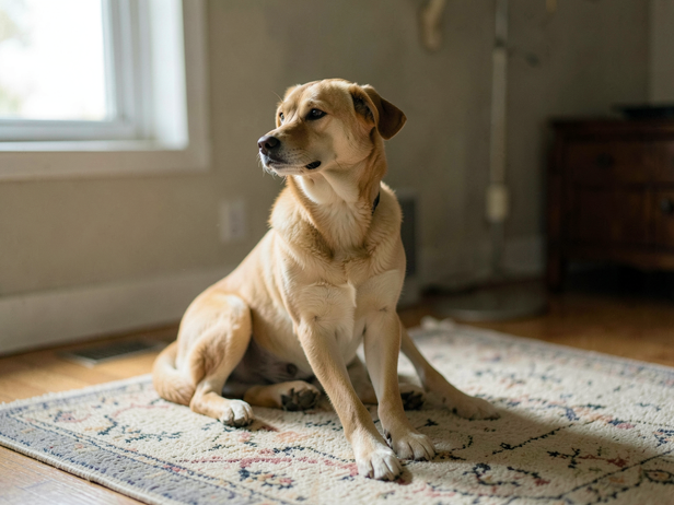 Relaxed Dog on Rug