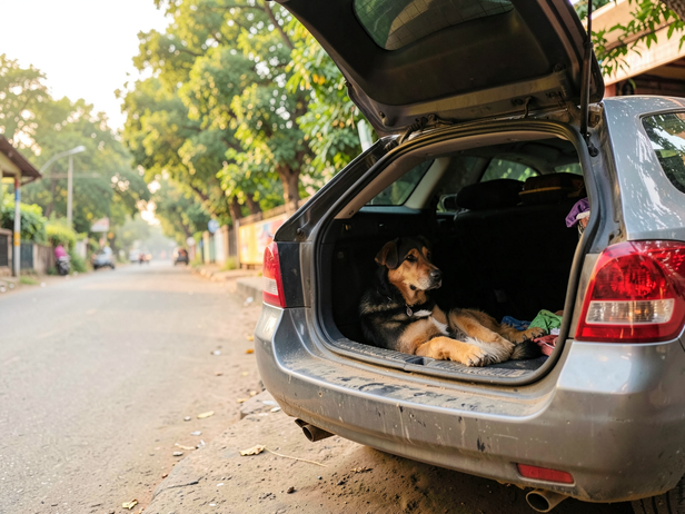 Dog's roadside rest