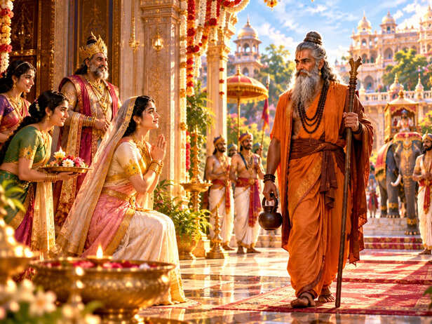 Sage Durvasa Arrives at Kunti's Palace