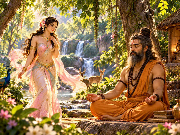 Celestial Maiden and Meditating Sage