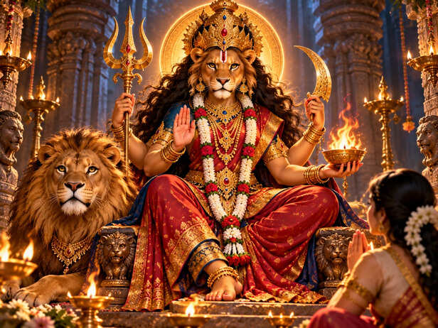 Maa Pratyangira in the Temple Sanctum