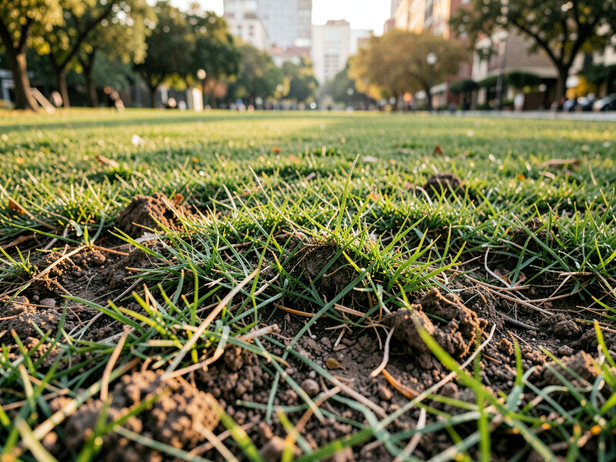 Torn Park Grass, Golden Light