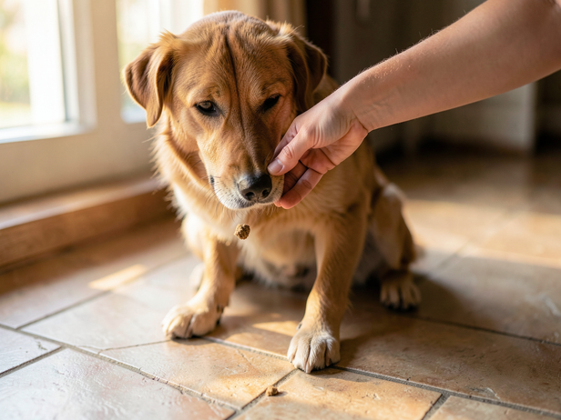 Dog Accepts Treat Calmly