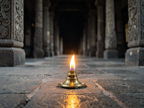 Temple Lamp's Golden Glow