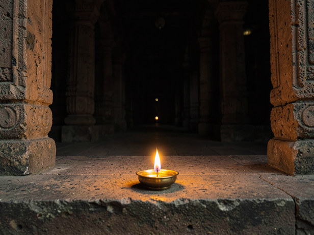 Temple Diya's Golden Glow