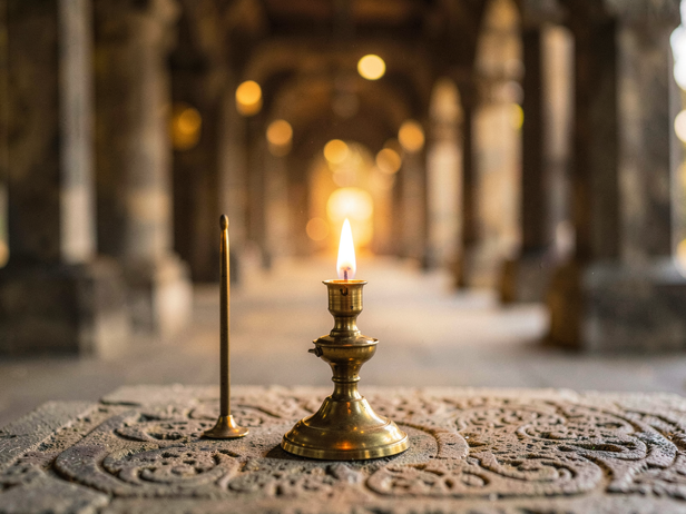 Temple Lamp's Golden Glow
