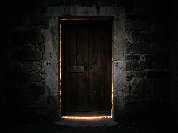 Amber Light Under Old Door