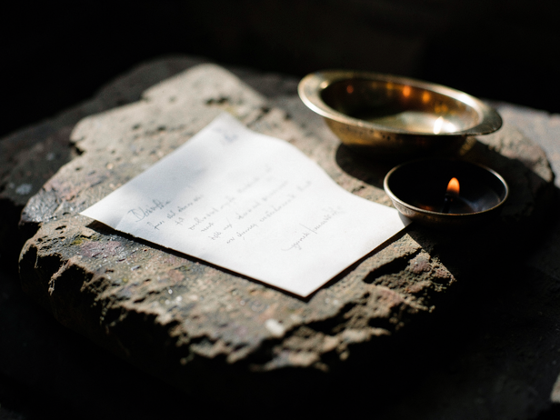 Letter and Diya Still Life
