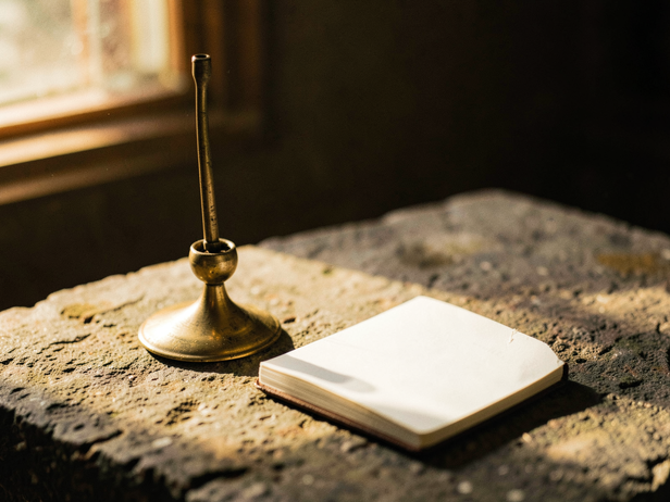 Lamp, Notebook, Golden Light