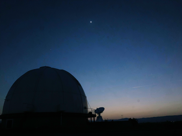 Observatory Under Pre-Dawn Sky