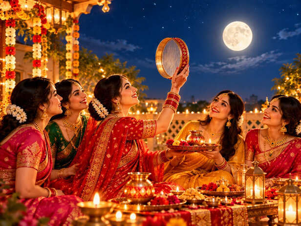 Married Women Celebrating Karwa Chauth Together