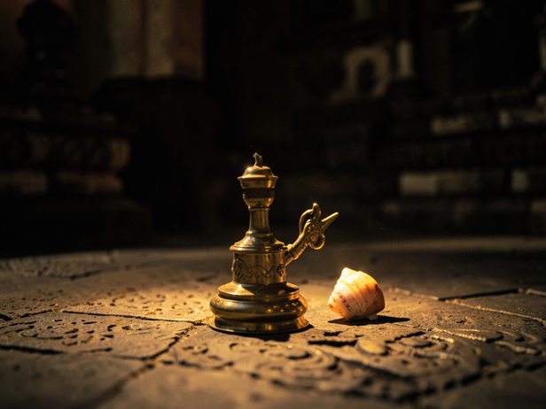 Temple Lamp's Golden Glow