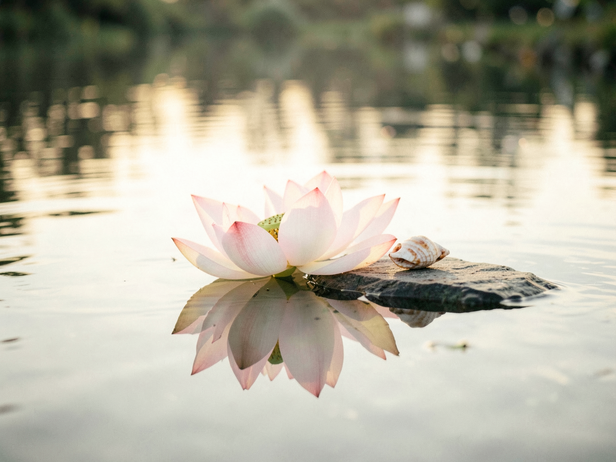 Serene Dawn Lotus Reflection