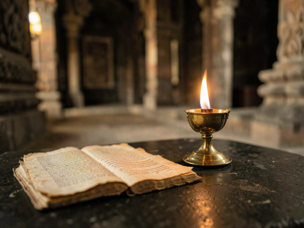 Ancient Lamp Illuminates Manuscript