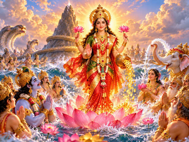 Goddess Lakshmi Emerges From the Cosmic Ocean