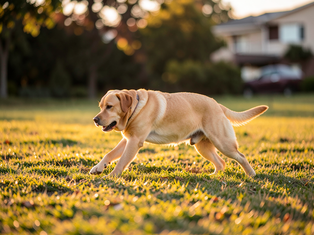 Labrador's Golden Hour Fetch