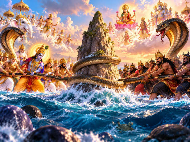 Samudra Manthan Between Devas and Asuras