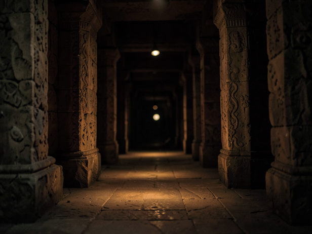 Temple Corridor's Deep Stillness