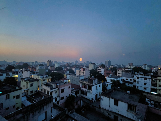 Indian City Dusk Moonrise