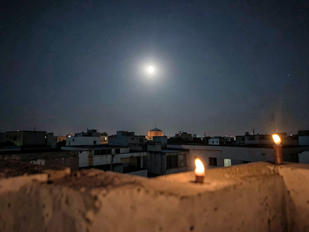 Moonlit Indian Rooftop Terrace