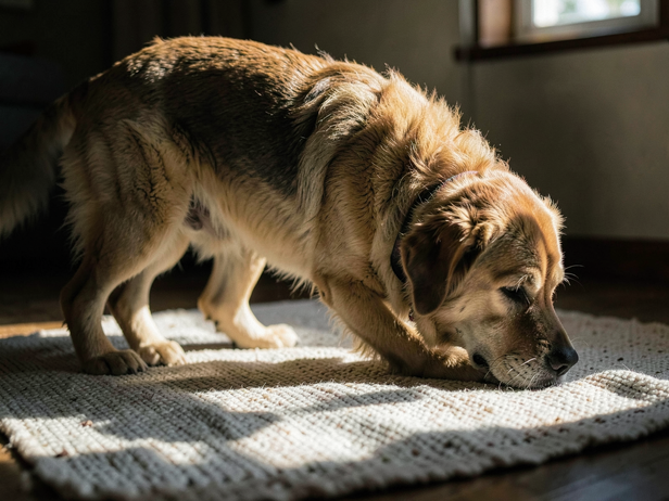 Elderly dog settles down