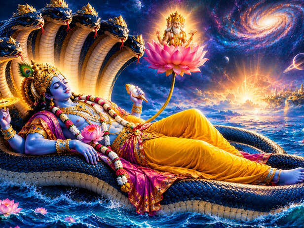 Lord Vishnu sleeping on Shesh Naag