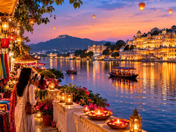 Twilight Lanterns Over a Lakeside Palace