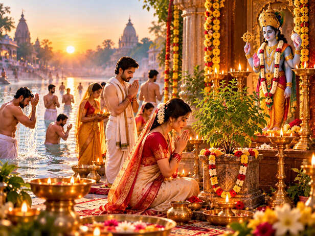 Gunavati Offers a Diya to Lord Vishnu