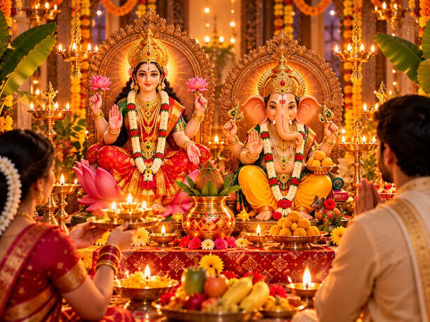 Lakshmi and Ganesha During Diwali Puja