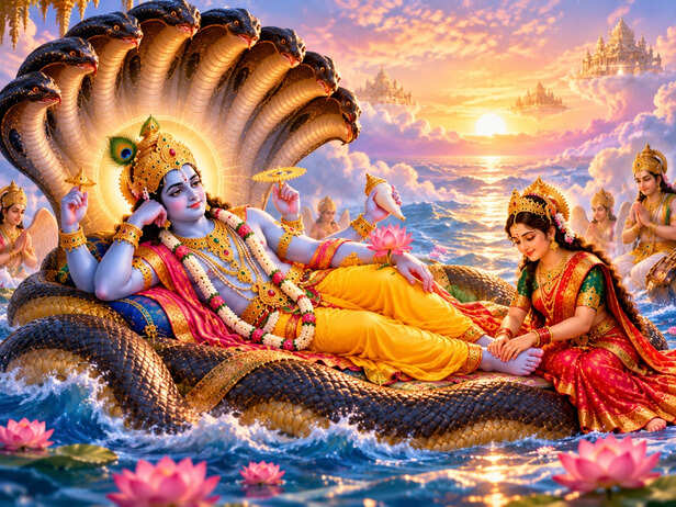 Lord Vishnu Resting on Sheshnag