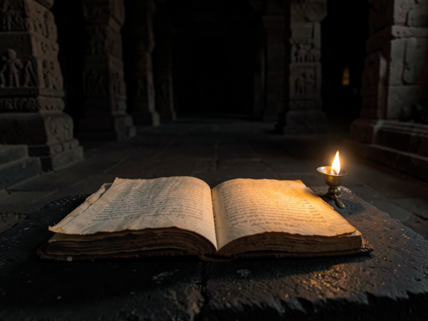 Ancient Manuscript and Diya