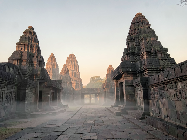 Ancient Temple Sunrise Mist
