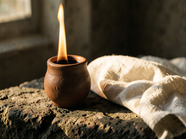 Morning Light on Clay Lamp