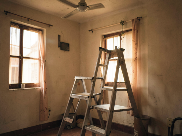 Ladder by Ceiling Fan