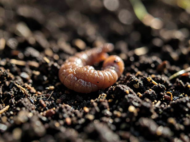Earthworm Casting on Soil