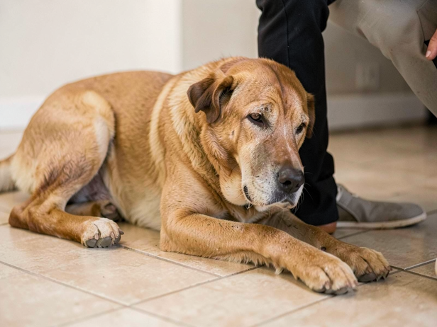 Elderly Dog's Comforting Weight