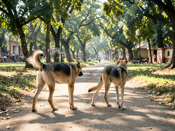 Park Path Dog Encounter