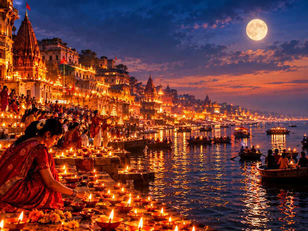 Moonlit Diwali on Varanasi’s Ghats