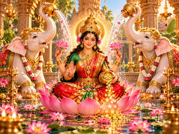 Gajalakshmi in a Golden Temple Oasis