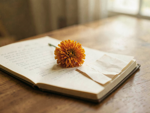 Marigold's Quiet Reflection