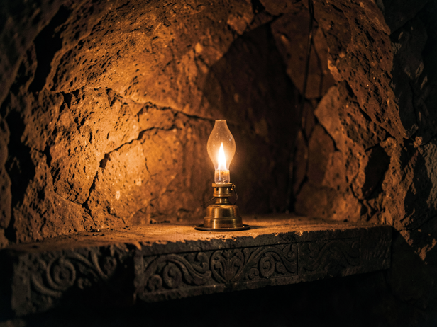 Cave Lamp's Amber Glow