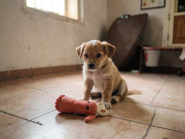 Puppy waits patiently