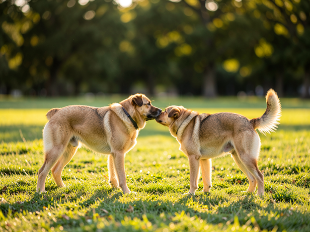 Park Greeting: A Canine Exchange