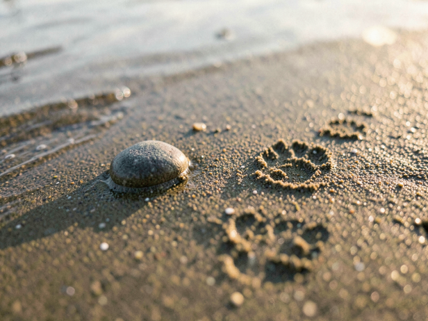 River Stone Meets Paw Print