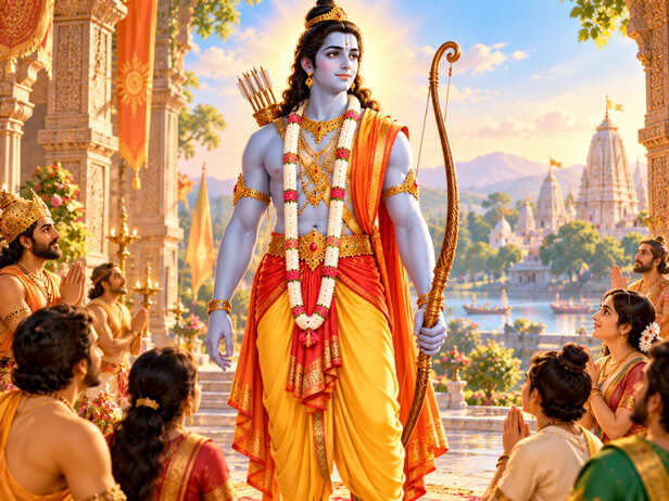 Lord Rama in a Golden Temple Courtyard
