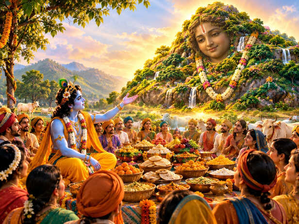 Krishna and the Divine Govardhan Offering