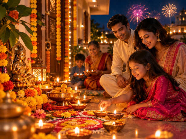 Diwali Family Celebration by Lamplight