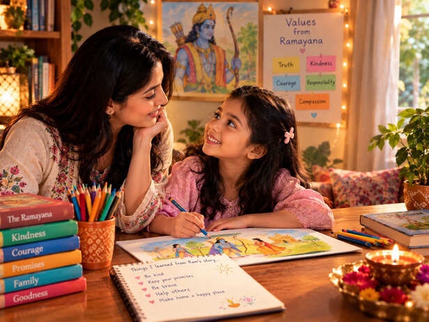 Mother-Child Ramayana Learning Moment